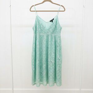 Express Lace Aqua Babydoll V-Neck Dress Size L